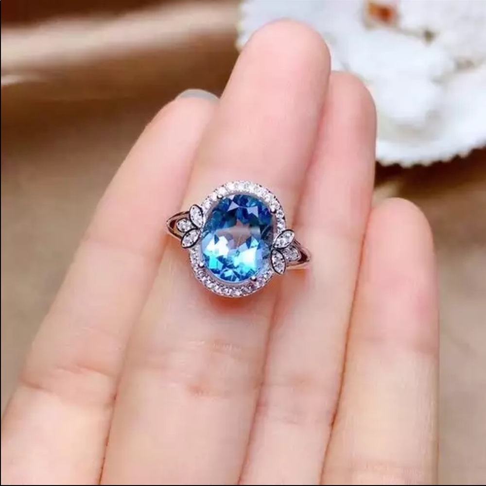 New 925 Silver Royal Blue Sapphire Ring - Picture 3 of 5